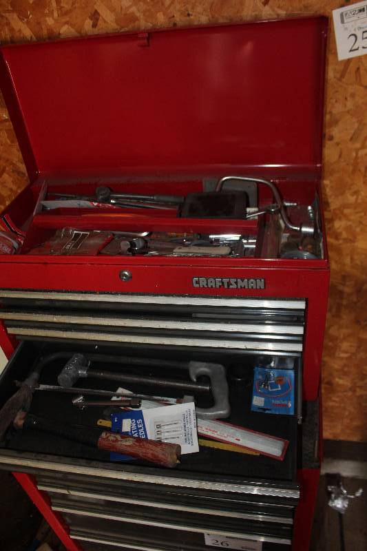 lot 25 image: Sockets, Ratchets, Combination Open-end Box-end Wrenches, Impact Driver Set, Drill Bits, Hammers, Saws, Hand Tools