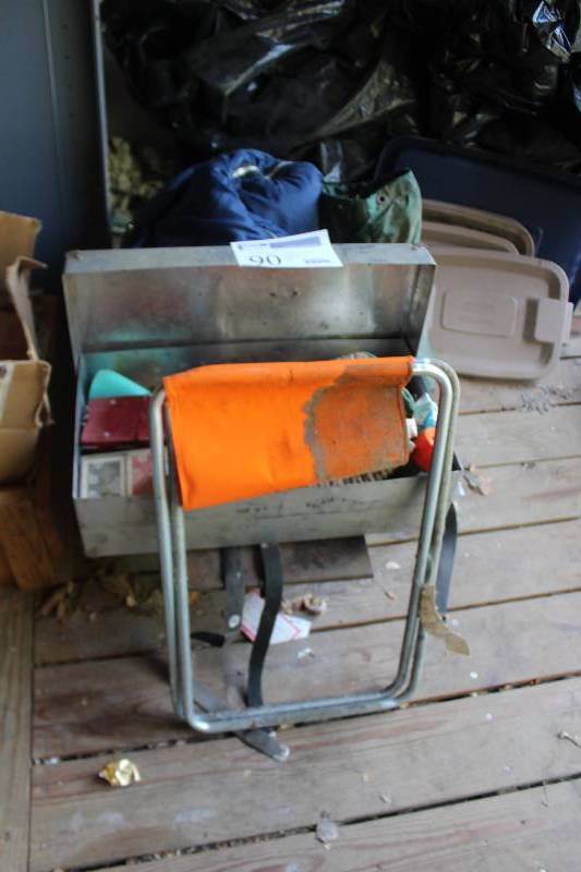 lot 90 image: Camping Equipment Includes Sleeping Bags, Chair, Fire Burn Kit