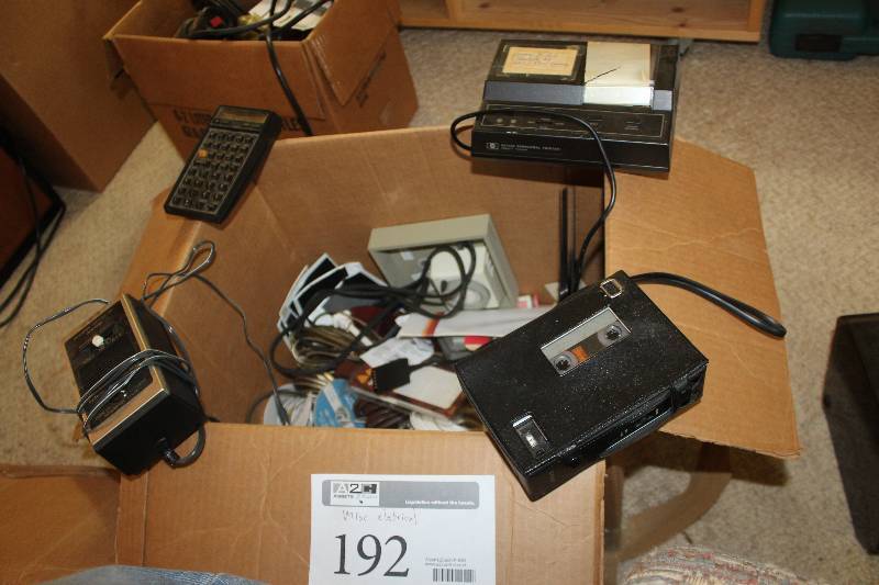 lot 192 image: Electrical Including Timers, Cables, Cords, Wire, Calculator, HP 82143A Peripheral Printer
