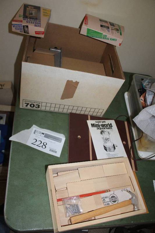 lot 228 image: Weather Station Kit, Wooden Antique Car Kit, Clock Timer Kit