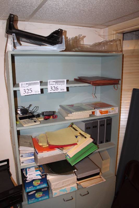 lot 326 image: Contents of Shelving Unit Includes Organizers, Paper Products, Office Equipment, envelopes, File Folders, And More