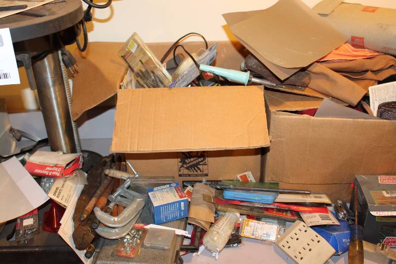 lot 344 image: Hand Tools, Electrical Parts, Hardware, Cash Drawer, Face Masks, Books, And More