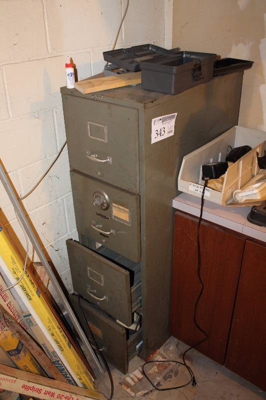 lot 343 image: 4-Drawer Combination Locking Metal File Cabinet