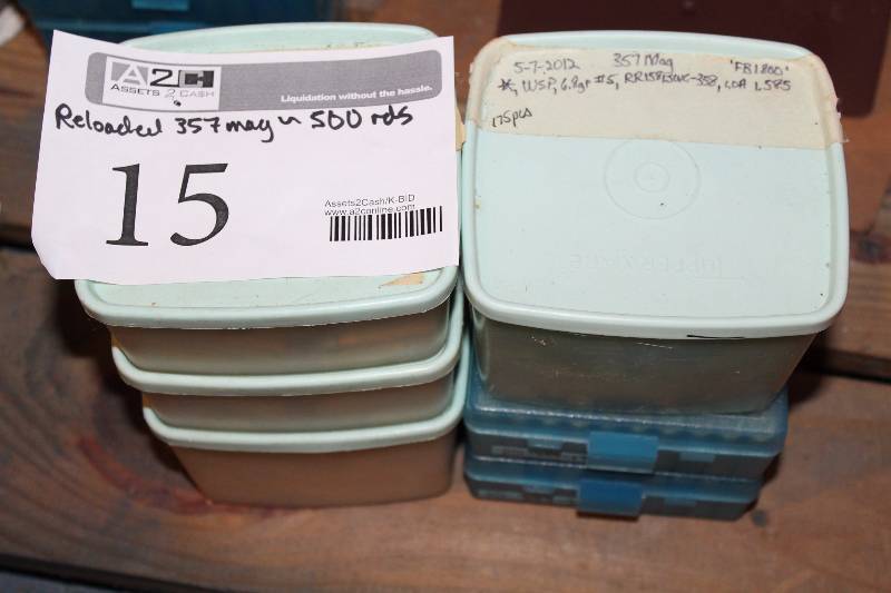lot 15 image: Lot of (Approximately 500) .357 Magnum Rounds Reloaded Gum Ammo