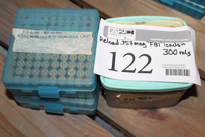 lot 122 image: Lot of (Approximately 300) .357 Magnum FBI Rounds Reloaded Gum Ammo