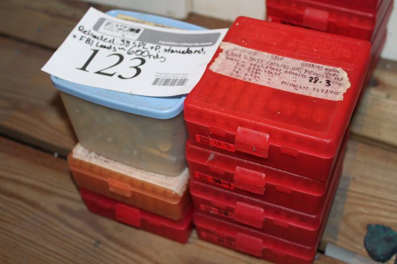 lot 123 image: Lot of (Approximately 600) .38 Special  P, Standard, FBI Rounds Reloaded Gum Ammo