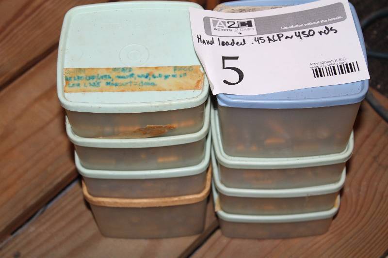 lot 5 image: Lot of (Approximately 450) .45 ACP Rounds Hand Loaded Gum Ammo