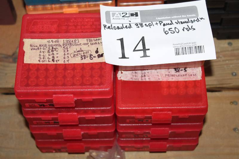 lot 14 image: Lot of (Approximately 650) .38 Special  P Rounds Reloaded Gum Ammo