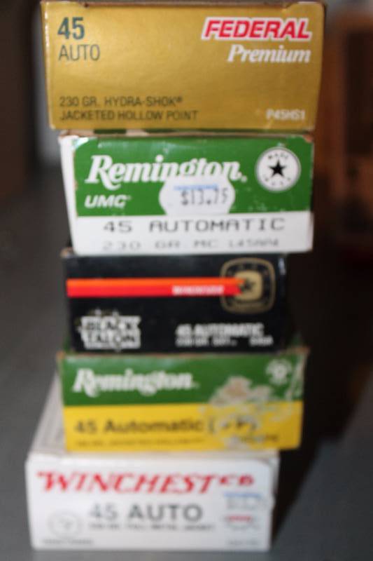 lot 141 image: Lot of (Approximately 160) Mixed .45 ACP Defensive & Target Rounds Gun Ammo Includes Remington, Winchester, Federal
