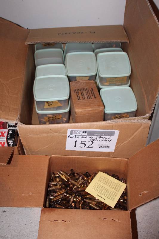 lot 152 image: Box Lot of Various Caliber Brass Cases