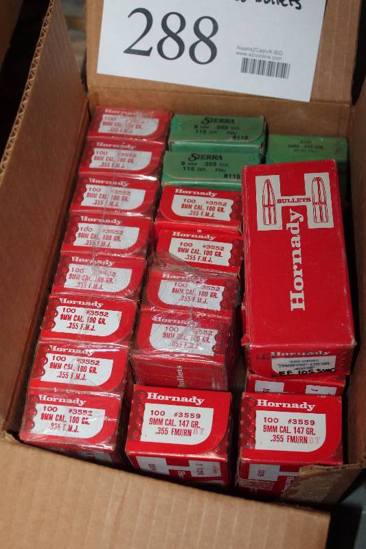 lot 288 image: Lot of (Approximately 2200) Hornady,Sierra 9mm Uncased Rounds Gum Ammo