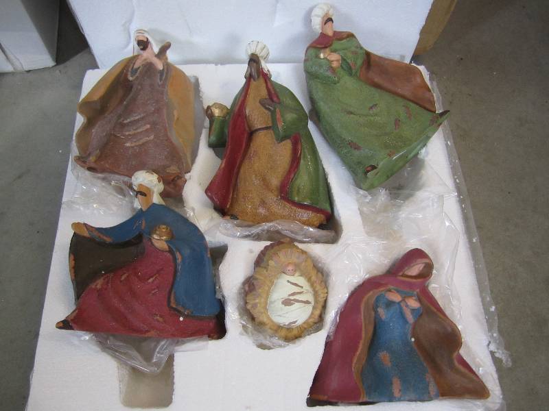 lot 69 image: Lot of 3 - 6pc Nativity Scene Figur...