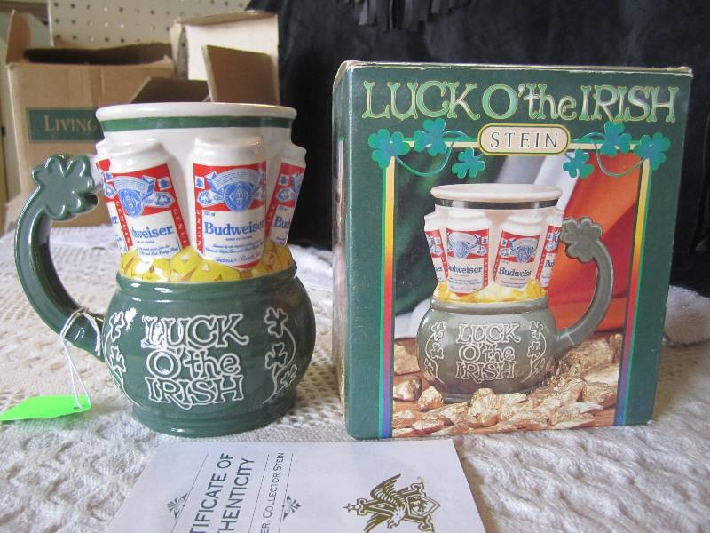 lot 147 image: Luck Othe Irish Stein Budweiser 5....