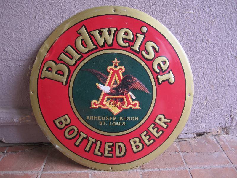 lot 207 image: Budweiser Bottled Beer Tin Sign Din...