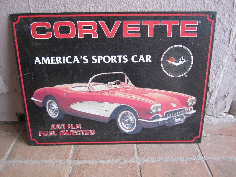 lot 213 image: Corvette Tin Sign 12.5 x 17.25...