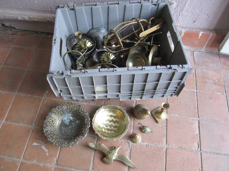 lot 228 image: Tote Full of Brass and other items....