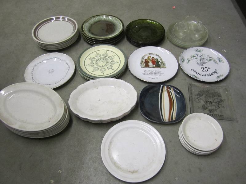 lot 229 image: Tote Full of Misc Stoneware Dishes ...