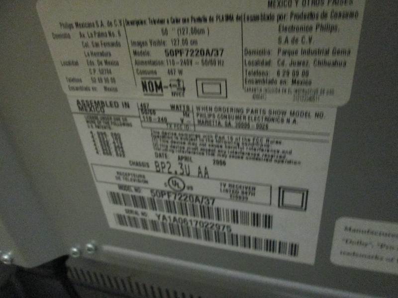 lot 165 image: Philips 50 inch TV- used, powers on...