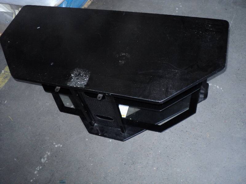 lot 13 image: TV stand with 2 glass shelves, need...
