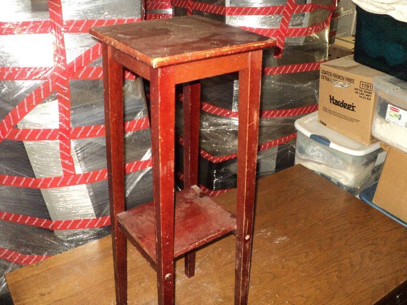 lot 15 image: wood plant stand, 3 ft tall...