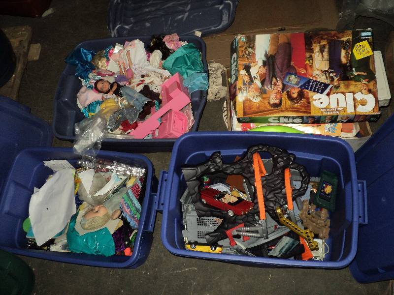 lot 36 image: 4 totes of toys, games, and misc....
