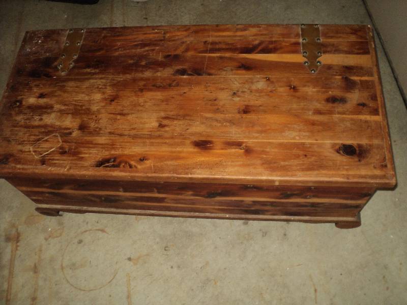 lot 53 image: cedar chest with vintage clothing, ...