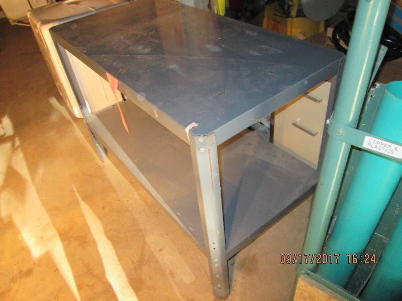 lot 47 image: Metal work table, top is 2 x 4 feet...