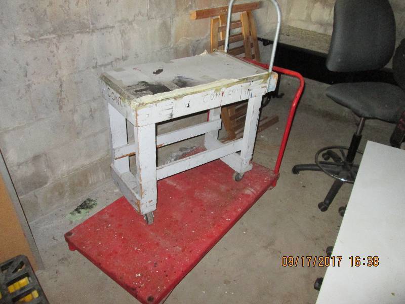 lot 59 image: Wood frame and metal flat bed carts...