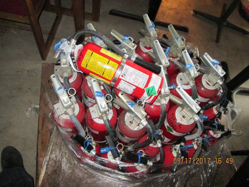 lot 64 image: Large lot of fire extinguishers, ne...