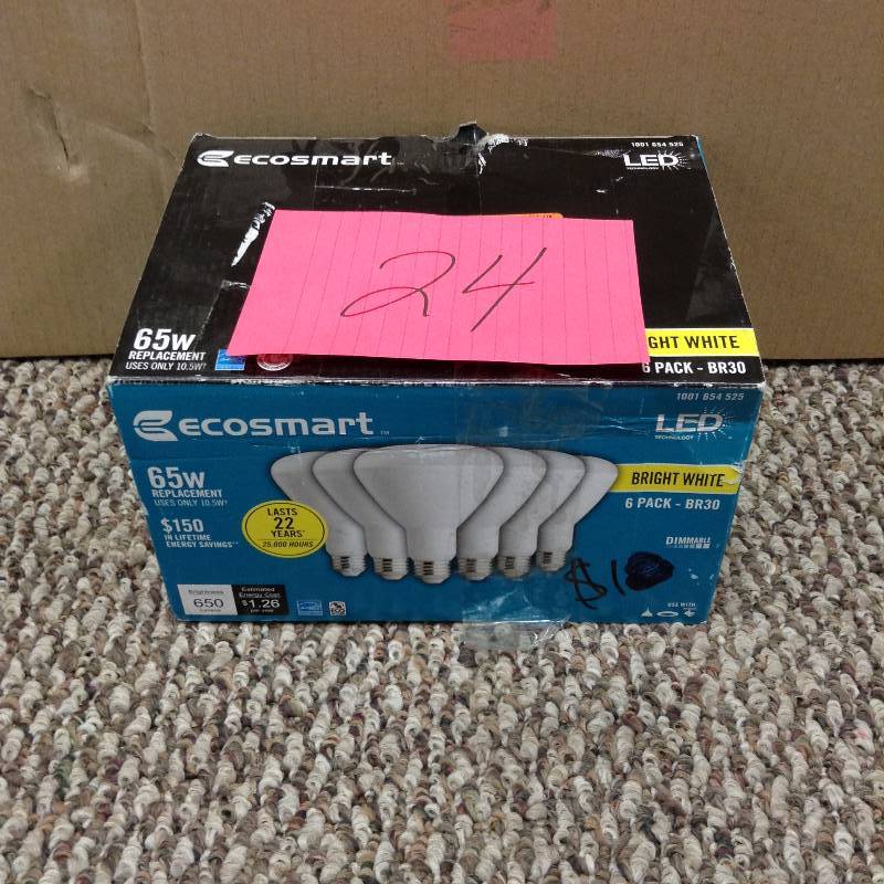 lot 24 image: Ecosmart 65W 6 Pack LED Lights BR30