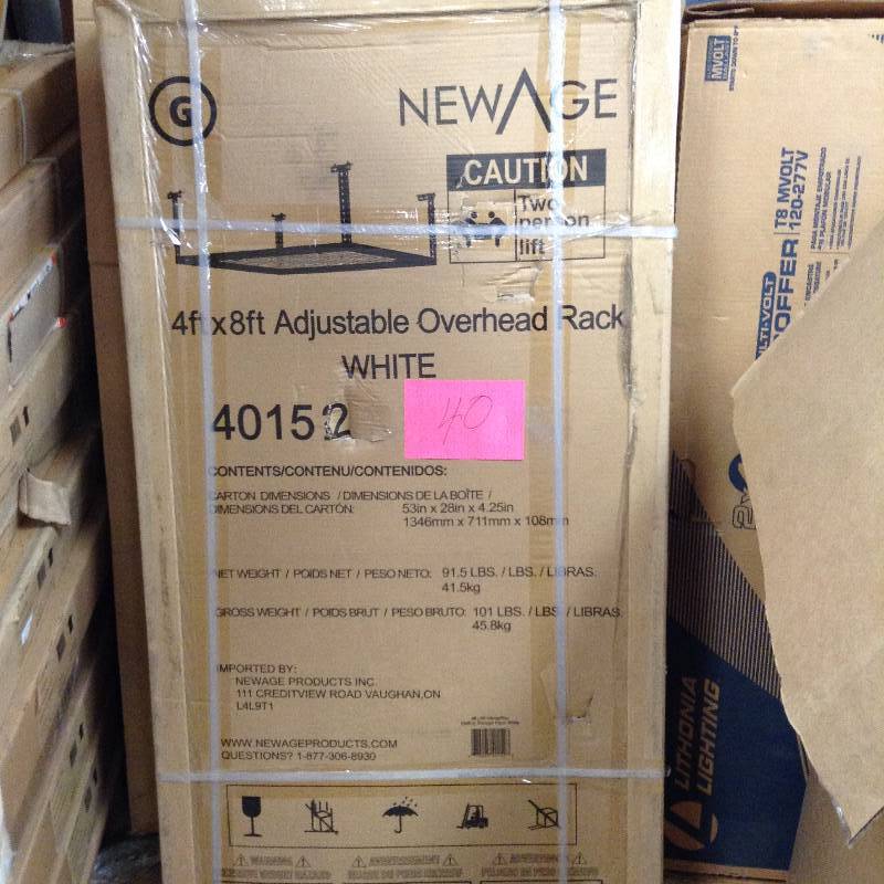 lot 40 image: New Age 4 ft x 8 ft Overhead Rack White New