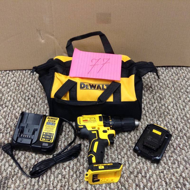 lot 77 image: DeWalt DCD777 20V 12in Brushless Drill Driver kitin like new condition