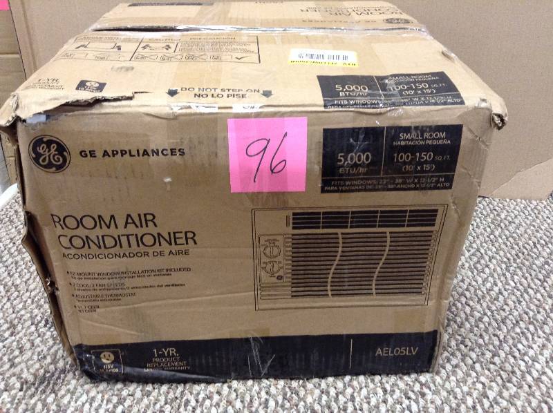 lot 96 image: GE 5000 BTU small room window air Conditioner open box not used