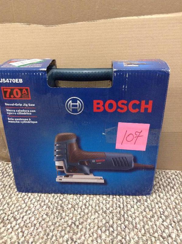 lot 107 image: Bosch JS470EB 7.0 Amp Barrel-Grip Jigsaw model BSHNJS470EB not used