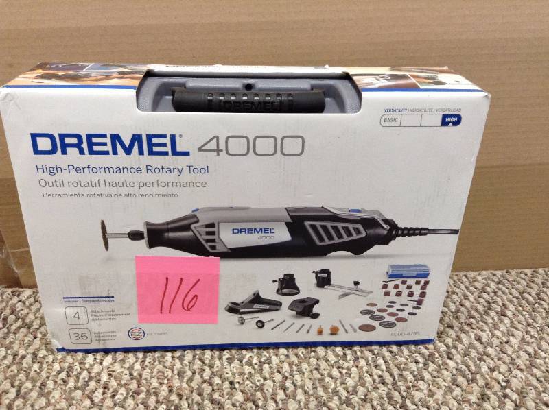 lot 116 image: Dremel 4000 120-volt Variable Speed Rotary Tool Kit