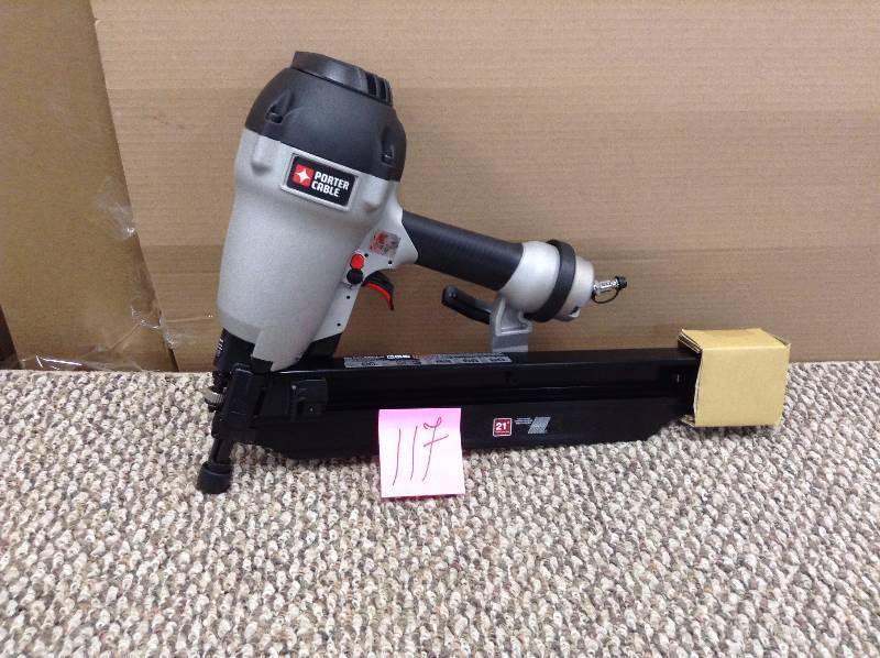 lot 117 image: PORTER-CABLE FR350B 3-12-Inch Full Round Framing Nailer in like new condition