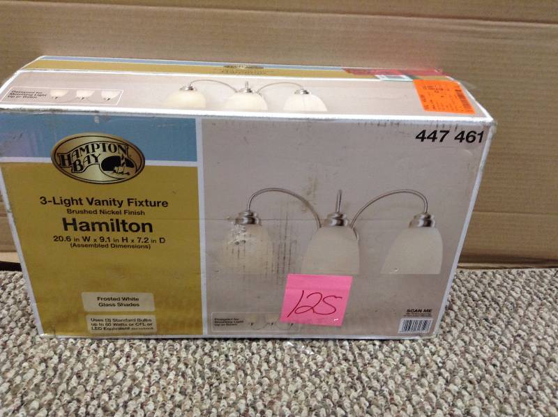lot 125 image: Hampton Bay 3 Light Vanity Fixture