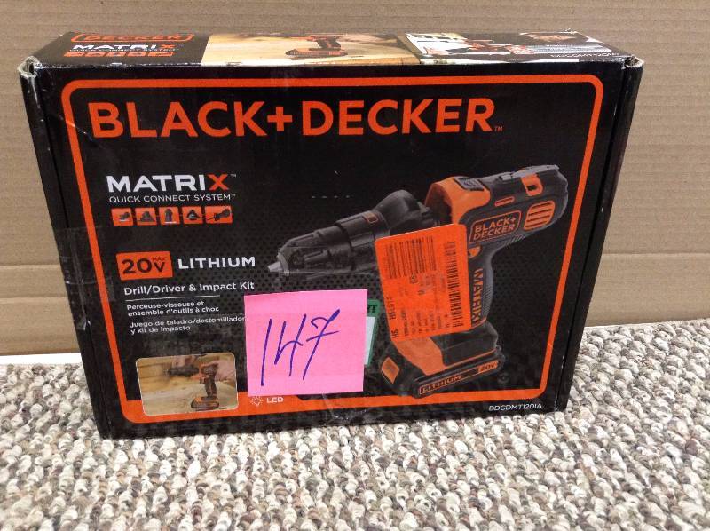 lot 147 image: Black & Decker 20V Max Cordless Lithium-Ion Matrix Drill