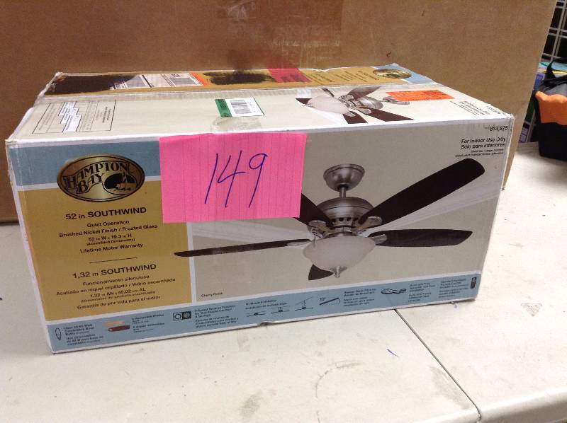 lot 149 image: Hampton Bay 52 in Southwind ceiling fan brushed nickel