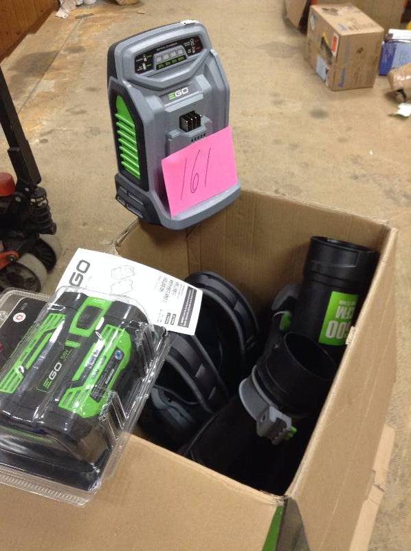 lot 161 image: EGO 145 MPH 600 CFM 56-Volt Lithium-ion Cordless Backpack Blower with 2.0Ah Battery and Charger Included in like new condition