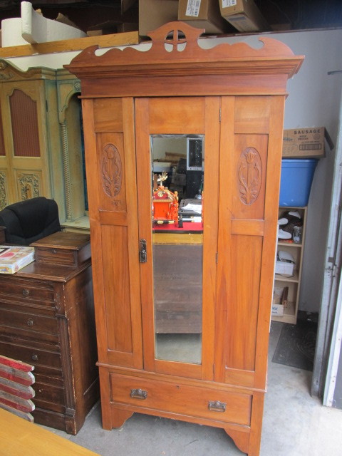 lot 2 image: Antique Single WardrobeArmoire