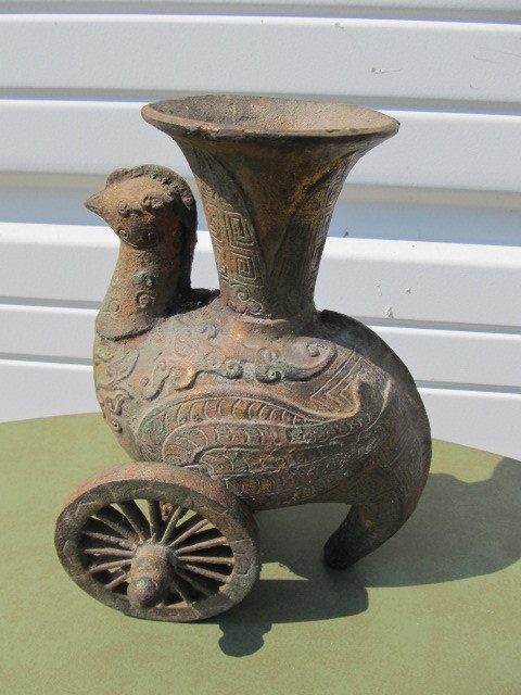 lot 61 image: Vintage Bronze Oriental Quail Statue
