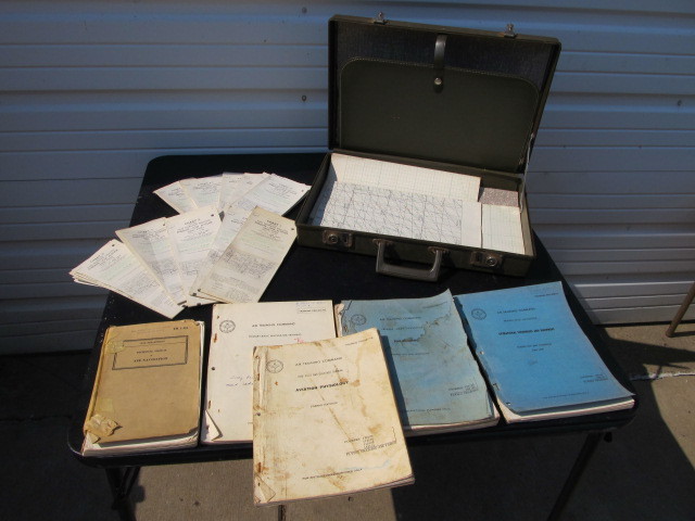 lot 72 image: Vintage USAF Air Force Briefcase FULL of Documents & Maps