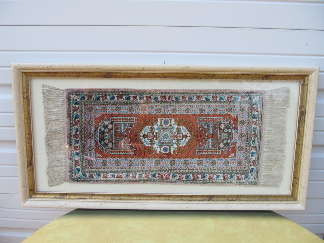 lot 76 image: Gorgeous Vintage Framed Silk Rug 