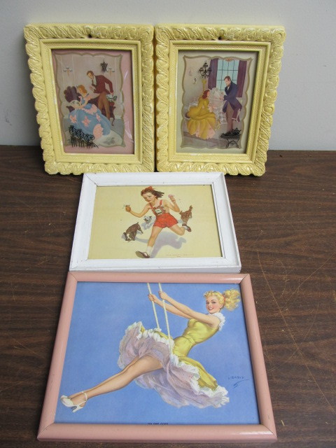 lot 93 image: Vintage Silhouettes Pinup etc Framed Art