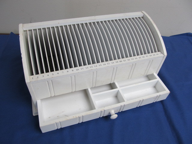 lot 129 image: White Wooden Mail Sorting File Cabinet wDrawer