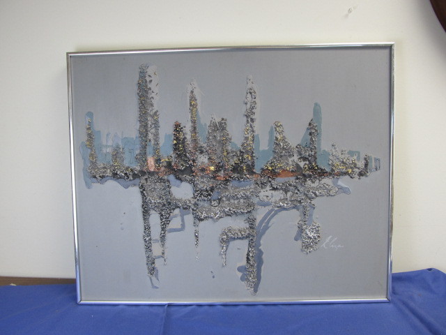 lot 141 image: Orig ELIZA ELLERD Vintage Mid Century Textured Skyline Oil Painting