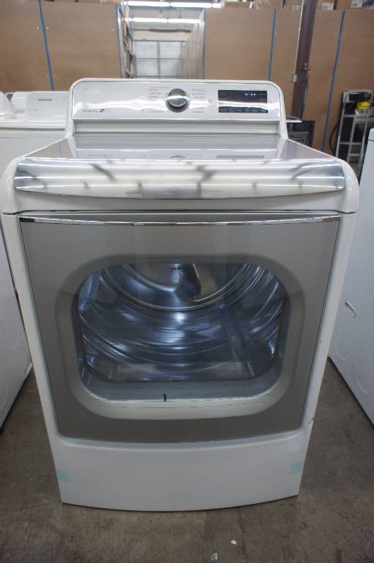 lot 10 image: New - Scratch & Dent LG Model # (DLGX7701WE) - 9.0 Cu. Ft. 14-Cycle Steam Gas Dryer  - White COLOR -Tested Works - MSRP $ 1499.99