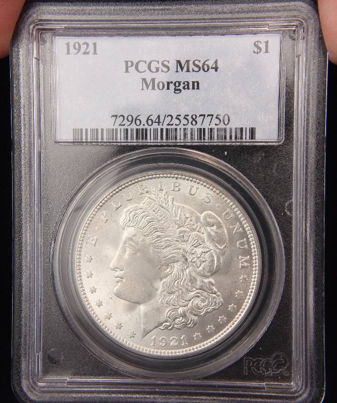 1921 MORGAN SILVER DOLLAR MS64 PCGS