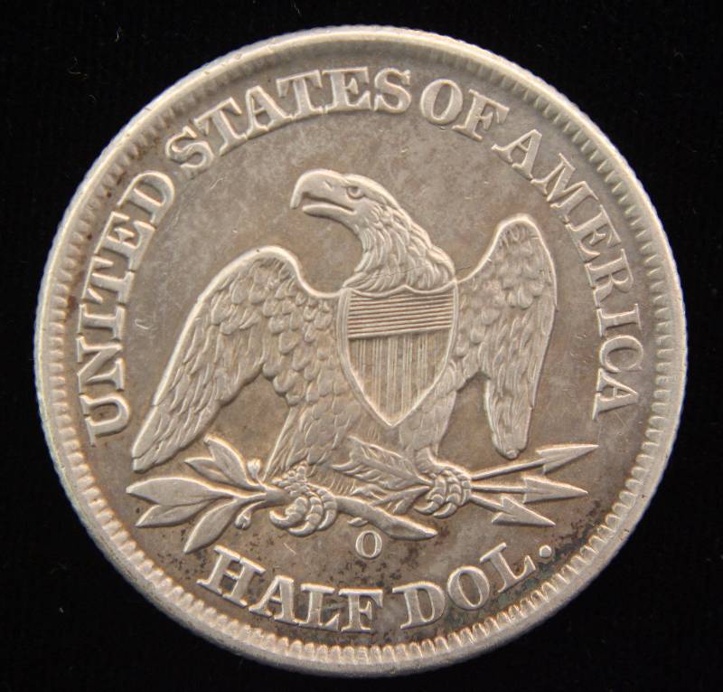 1859-O US SEATED SILVER HALF DOLLAR AU55